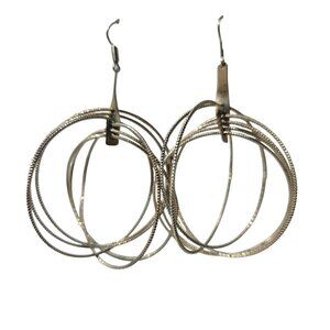 Elegant Multi Hoop Silver Tone Dangle Earrings Retro Statement Fashion Jewelry